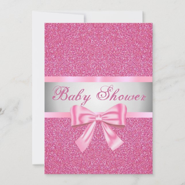 Invitation Parties scintillant rose Bow Baby shower Invitatio (Devant)