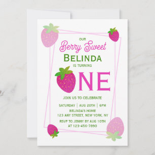 Invitation Parties scintillant rose brillant Y2K fraise 1er a