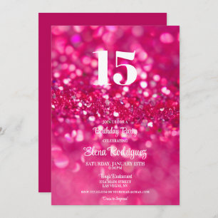 Invitation Parties scintillant rose chaud Glam 15e anniversai
