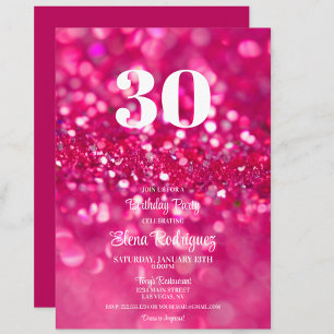 Invitation Parties scintillant rose chaud Glam 30e anniversai