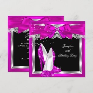 Invitation Parties scintillant rose chaud haute talon Silver