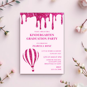 Invitation Parties scintillant rose chaud Jardin d'enfants