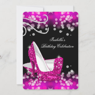 Invitation Parties scintillant rose chaud talons hauts Diaman