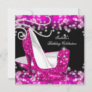 Invitation Parties scintillant rose chaud talons hauts Diaman
