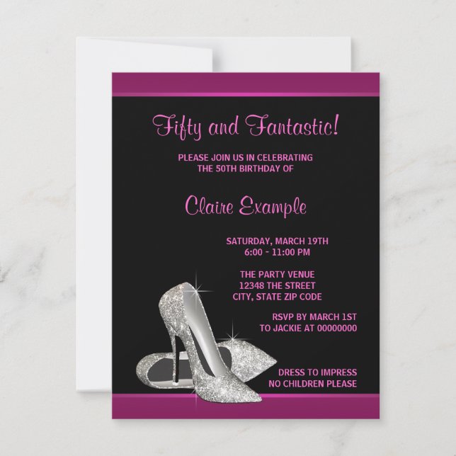 Invitation Parties scintillant rose chaud talons hauts femmes (Devant)