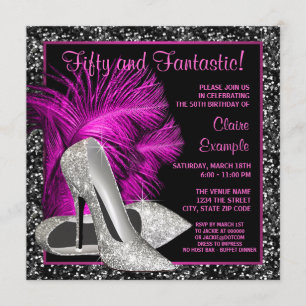 Invitation Parties scintillant rose chaud talons hauts femmes