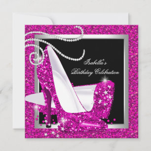 Invitation Parties scintillant Rose chaud talons hauts Noir f