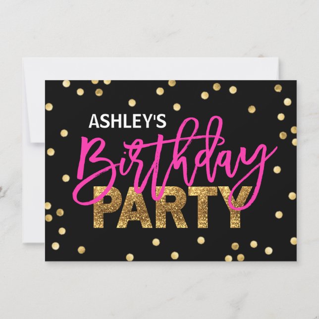 Invitation PARTIES SCINTILLANT rose CHAUD Tassels Fille ANNIV (Dos)