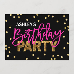 Invitation PARTIES SCINTILLANT rose CHAUD Tassels Fille ANNIV