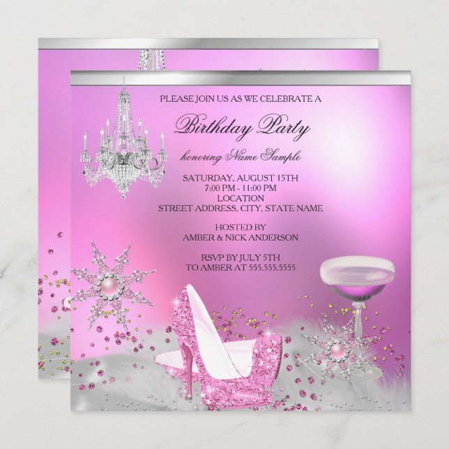 Invitation Parties scintillant Rose Chaussures à talon Haut C (Devant / Derrière)