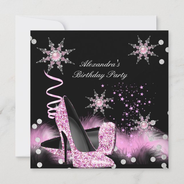 Invitation Parties scintillant rose clair talons hauts Annive (Devant)
