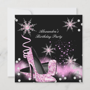 Invitation Parties scintillant rose clair talons hauts Annive