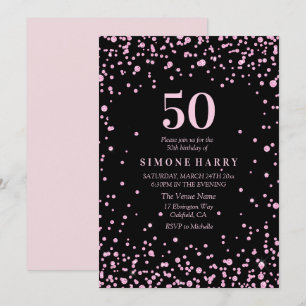 Invitation Parties scintillant rose Confetti 50e anniversaire