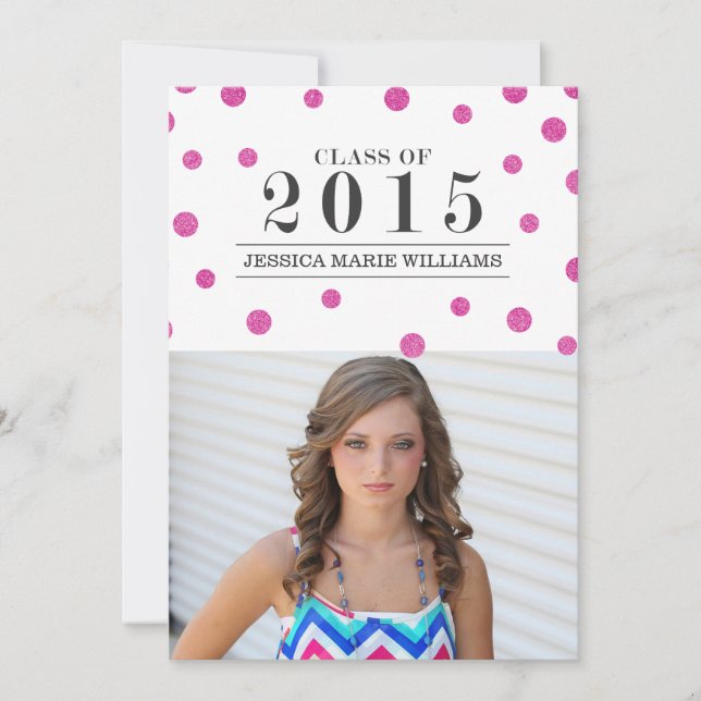 Invitation Parties scintillant rose Confetti Graduation Invit (Devant)