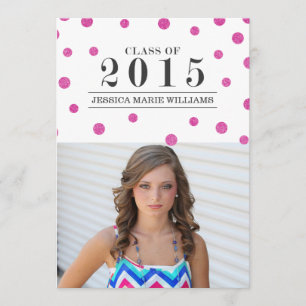 Invitation Parties scintillant rose Confetti Graduation Invit