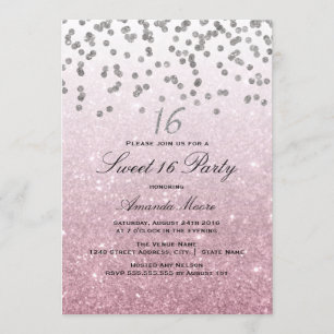 Invitation Parties scintillant rose Confetti Sweet 16 Invitat