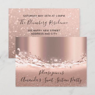 Invitation Parties scintillant Rose de 16e partie d'or doux