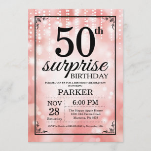 Invitation Parties scintillant rose de l'invitation surprise