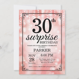 Invitation Parties scintillant rose de l'invitation surprise 