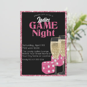Invitation Parties scintillant rose Dice Dice Dames Game Nigh