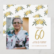 Invitation Parties scintillant Rose d'or et Feuilles botaniqu