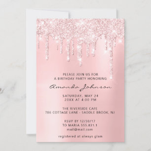 Invitation Parties scintillant rose effet Baby shower goutte 