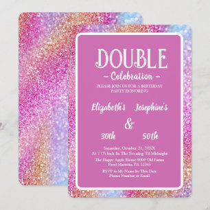 Invitation Parties scintillant rose élégant Double Anniversai