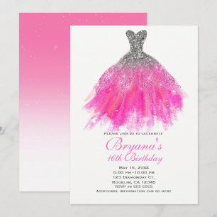 Invitation Parties scintillant rose et argent Glam Dress Swee