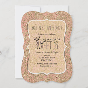 Invitation Parties scintillant rose et or Crystal Glam Invita