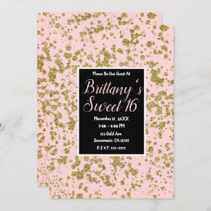 Invitation Parties scintillant rose et or Fille Glam Moderne 