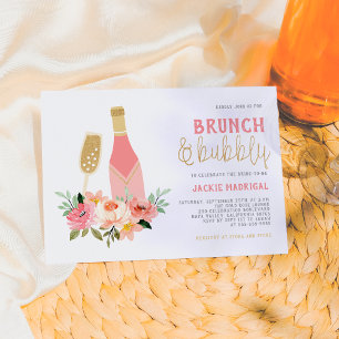 Invitation Parties scintillant rose et or moderne Brunch nupt