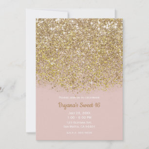 Invitation Parties scintillant rose et or moderne tendance Gl
