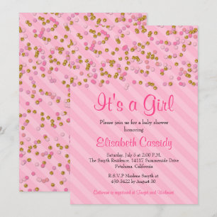 Invitation Parties scintillant rose et or  saupoudrage Baby s