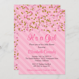 Invitation Parties scintillant rose et or saupoudrer Baby sho