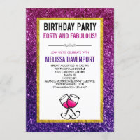 Parties scintillant rose et pourpre 40e fête d'ann