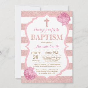 Invitation Parties scintillant rose et Rose rose or Invitatio
