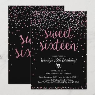 Invitation Parties scintillant Rose et Silver Sweet 16 Annive