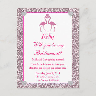 Invitation Parties scintillant rose Faux Flamant rose Love Br