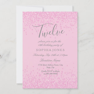 Invitation Parties scintillant rose Filles 12e anniversaire I