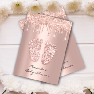 Invitation Parties scintillant Rose Gold Baby Girl Douche pi