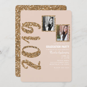 Invitation Parties scintillant Rose Gold Blush Glam 2019 Grad