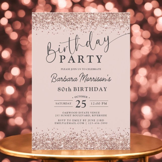 Invitation Parties scintillant rose Gold Blush n'importe quel (Créateur téléchargé)