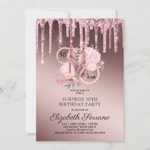 Invitation Parties scintillant rose Gold Drips 50 Et Fab Anni