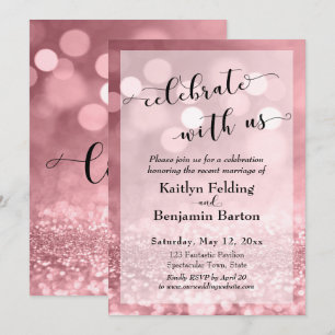Invitation Parties scintillant rose Gold Rose Bokeh Célébrez 