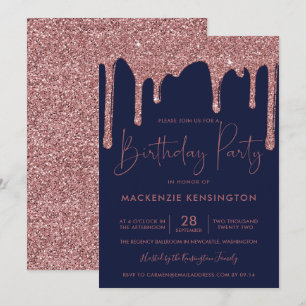 Invitation Parties scintillant rose Gold Sparkle  Drivers ble