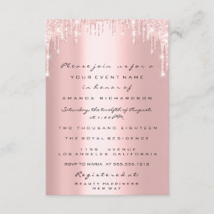 Invitation Parties scintillant rose gouttelettes Rose Gold Br