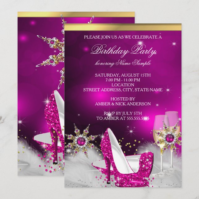 Invitation Parties scintillant rose haute talon Chaussures Si (Devant / Derrière)