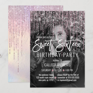 Invitation Parties scintillant rose Iridescente Fringe Photo 