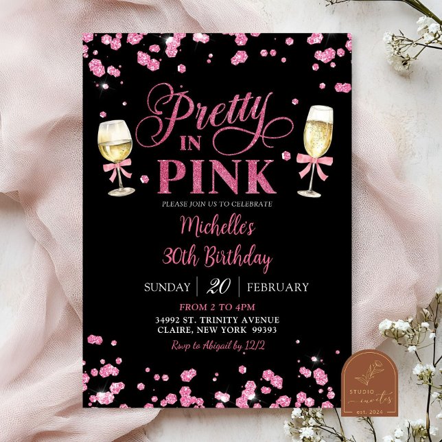 Invitation Parties scintillant rose jolie en rose adulte fête (Créateur téléchargé)