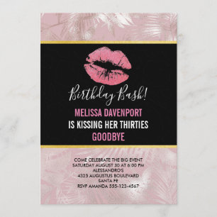Invitation Parties scintillant rose lèvres et Rose Gold Tropi